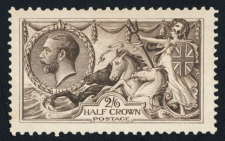 Stamp of Great Britain » King George V » 1913-19 Seahorse Issues 1913 Waterlow 2s6d (both shades), 5s rose-carmine and 10s indigo-blue mint large part o.g.