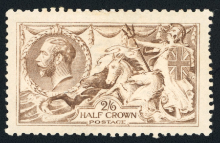 Stamp of Great Britain » King George V » 1913-19 Seahorse Issues 1915 De La Rue 2s6d deep yellow-brown and yellow-brown, each fine large part o.g., also 2s6d grey-brown