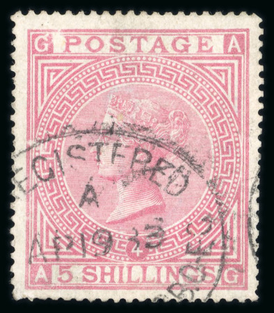 Stamp of Great Britain » Collections 1841-1978 collection in stockbook with a little used QV including 1867 5s rose pl.4 on blued paper