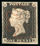Stamp of Great Britain » 1840 1d Black and 1d Red plates 1a to 11 1d black pl.1a AH with fine to good margins, used