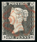 Stamp of Great Britain » 1840 1d Black and 1d Red plates 1a to 11 1840 1d black pl.1a BH with fine even margins and red MC