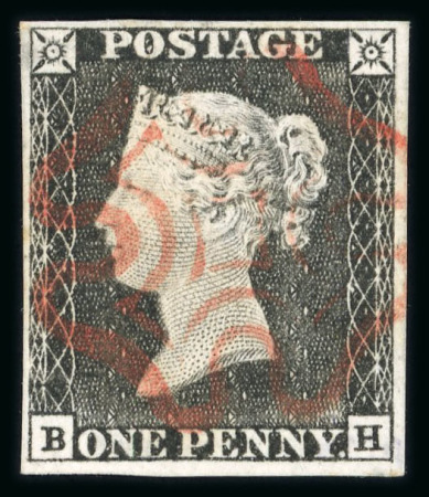 Stamp of Great Britain » 1840 1d Black and 1d Red plates 1a to 11 1840 1d black pl.1a BH with fine even margins and red MC