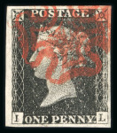 Stamp of Great Britain » 1840 1d Black and 1d Red plates 1a to 11 1840 1d black pl.1b IL with good to large margins and neat red MC