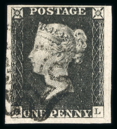 Stamp of Great Britain » 1840 1d Black and 1d Red plates 1a to 11 1d black pl.1b CL with good to very large margins and black MC