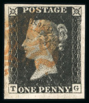 Stamp of Great Britain » 1840 1d Black and 1d Red plates 1a to 11 1840 1d black pl.1b TG with very good to very large margins, used
