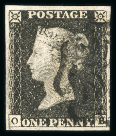 Stamp of Great Britain » 1840 1d Black and 1d Red plates 1a to 11 1d black (OB) Pl.1b with good even margins with inverted watermark, used
