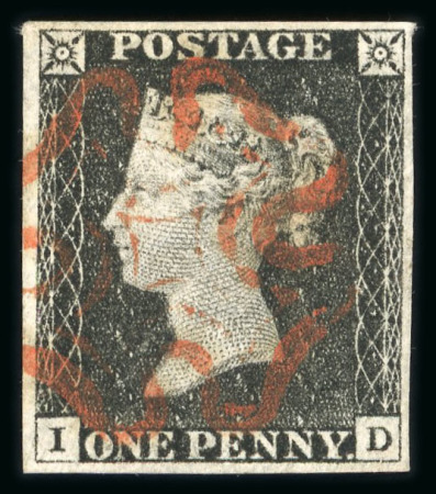 Stamp of Great Britain » 1840 1d Black and 1d Red plates 1a to 11 1840 1d black pl.2 ID with fine even margins and red MC