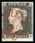 Stamp of Great Britain » 1840 1d Black and 1d Red plates 1a to 11 1840 1d black pl.3 TD with good margins, very large at base, used