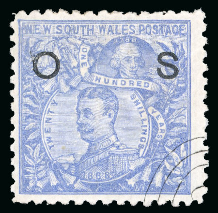 Stamp of Australia » New South Wales Official stamp overprint OS on 20sh blue (SG O50), two examples in slightly different shades
