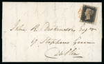 Stamp of Great Britain » 1840 1d Black and 1d Red plates 1a to 11 1840 1d black pl. 4 KL with good to very large margins on entire sent within Ireland from Seapatrick to Dublin
