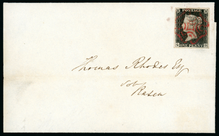 Stamp of Great Britain » 1840 1d Black and 1d Red plates 1a to 11 1840 (May 22) entire used locally in Brighton, bearing an 1840 1d black pl.2