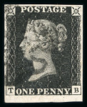 Stamp of Great Britain » 1840 1d Black and 1d Red plates 1a to 11 1840 1d black pl.5 TB with very large margin at base and good elsewhere, black MC