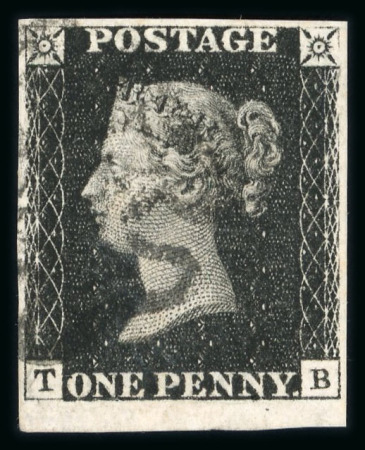 Stamp of Great Britain » 1840 1d Black and 1d Red plates 1a to 11 1840 1d black pl.5 TB with very large margin at base and good elsewhere, black MC