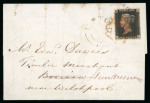 Stamp of Great Britain » 1840 1d Black and 1d Red plates 1a to 11 1840 1d black pl.5 CL on entire from Upton-on-Severn to Berriew tied by red MC, part Upton and Worcester undated Town cancels