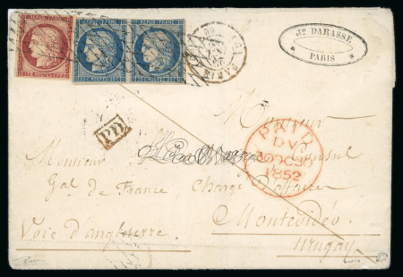 Stamp of France » Type Cérès de 1849-1850 1852  au départ de Paris lettre à destination de Montevideo
