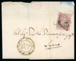Stamp of Switzerland / Schweiz » Sitzende Helvetia Ungezähnt » 1854-55 Berner Druck (I) 24B auf Brief von Biasca nach Lugano mit seltener Doppelentwertung Raute-Strahlenstempel