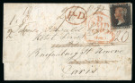 Stamp of Great Britain » 1840 1d Black and 1d Red plates 1a to 11 1840 1d black pl.7 RC with fine to good margins on cover from Glasgow to London, redirected to France