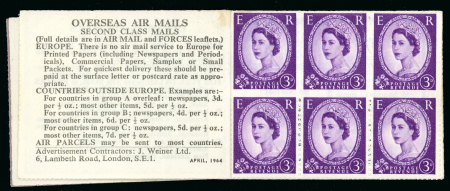 Stamp of Great Britain » Booklets 1964 4/6d. booklet, containing 3d. lilac panes, the