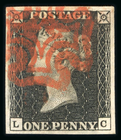 Stamp of Great Britain » 1840 1d Black and 1d Red plates 1a to 11 1840 1d black pl.7 LC with good even margins and boldly struck orange-red MC,