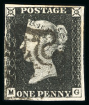 Stamp of Great Britain » 1840 1d Black and 1d Red plates 1a to 11 1840 1d black pl.7 MG with close to good margins and black MC