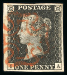 Stamp of Great Britain » 1840 1d Black and 1d Red plates 1a to 11 1840 1d black pl.7 IA with good to large margins and neat strike of red MC