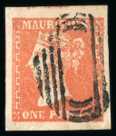Stamp of Mauritius » 1859 Dardenne Issue (SG 41-44) 1859 1d vermilion with very wide margins on all sides, cancelled by very clear mute oval