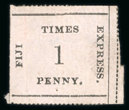 Stamp of Fiji 1870 1d black and rose unused with small part original gum