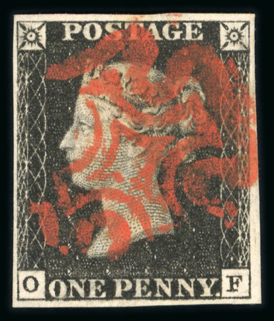 Stamp of Great Britain » 1840 1d Black and 1d Red plates 1a to 11 1840 1d black pl.8 OF with close to good margins and bold red MC