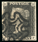 Stamp of Great Britain » 1840 1d Black and 1d Red plates 1a to 11 1840 1d black FF pl.9 with fine to good margins and crisply struck black MC