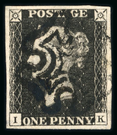 Stamp of Great Britain » 1840 1d Black and 1d Red plates 1a to 11 1840 1d black pl.9 IK with good margins and black MC