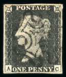 Stamp of Great Britain » 1840 1d Black and 1d Red plates 1a to 11 1840 1d black pl.10 AC with fine margins and black MC