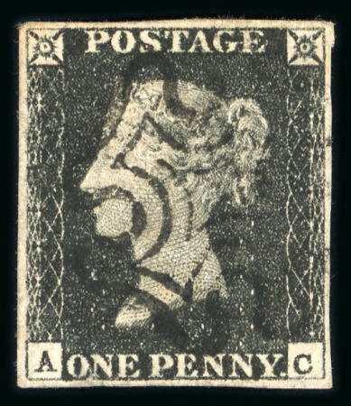 Stamp of Great Britain » 1840 1d Black and 1d Red plates 1a to 11 1840 1d black pl.10 AC with fine margins and black MC