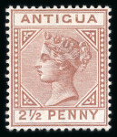 Stamp of Antigua & Barbuda 1879 2 1/2d red-brown and 4d blue, unused with large part original gum
