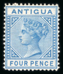 Stamp of Antigua & Barbuda 1879 2 1/2d red-brown and 4d blue, unused with large part original gum