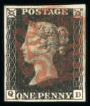 Stamp of Great Britain » 1840 1d Black and 1d Red plates 1a to 11 1840 1d black pl.10 QD with good even margins and neat red MC