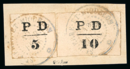 Stamp of Colonies françaises » St. Pierre et Miquelon 1886, Y&T n° 16 et 16a, oblitération et réunion des