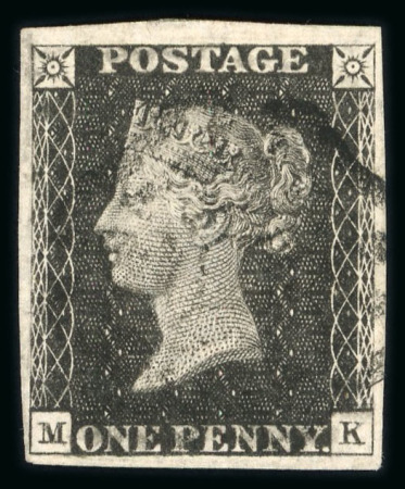 Stamp of Great Britain » 1840 1d Black and 1d Red plates 1a to 11 1840 1d black pl.11 MK with fine to large margins and black MC