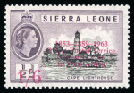 Stamp of Sierra Leone 1963 postal commemorations surcharges, postal and airmail, 3d - £1, an ensemble of 22 stamps