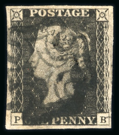 Stamp of Great Britain » 1840 1d Black and 1d Red plates 1a to 11 1840 1d black pl.11 PB with good margins and fine strike of a black MC