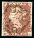 Stamp of Great Britain » 1840 1d Black and 1d Red plates 1a to 11 1d black (NB) Pl.11 with 4 margins and black MC, with matched 1d red