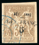 Stamp of Colonies françaises » Guyane française 1887. Guyane Y&T n° 7 oblitéré. Signé Roumet et Calves