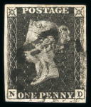 Stamp of Great Britain » 1840 1d Black and 1d Red plates 1a to 11 1840 1d black pl.11 ND with good even margins and black MC, a very fine example, with matching by 1d red pl.11