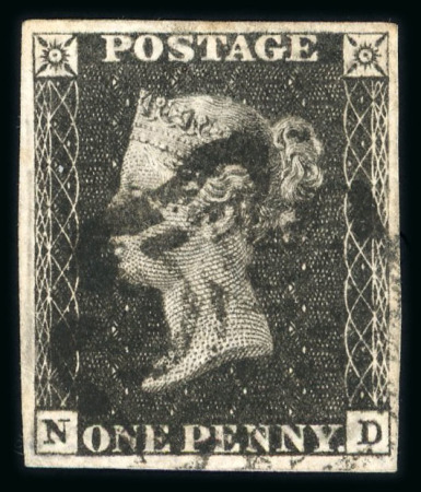 Stamp of Great Britain » 1840 1d Black and 1d Red plates 1a to 11 1840 1d black pl.11 ND with good even margins and black MC, a very fine example, with matching by 1d red pl.11