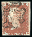 Stamp of Great Britain » 1840 1d Black and 1d Red plates 1a to 11 1840 1d black pl.11 ND with good even margins and black MC, a very fine example, with matching by 1d red pl.11