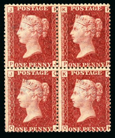 Stamp of Great Britain » 1854-70 Perforated Line Engraved 1864-79 1d. rose red, Pl. 114, PJ-OK mint block of 4