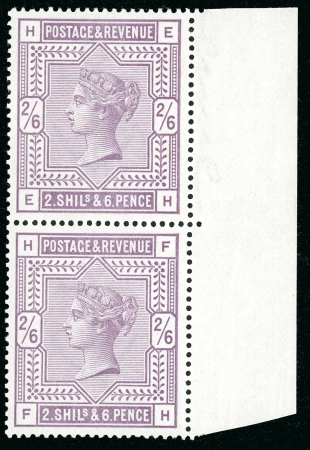 Stamp of Great Britain » 1855-1900 Surface Printed » 1883-84 & 1888 High Values 1883-84 2s6d lilac EH-FH mint n.h. vertical pair from the right of the sheet