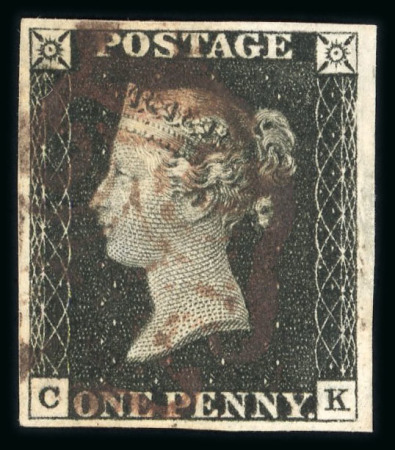 Stamp of Great Britain » 1840 1d Black and 1d Red plates 1a to 11 1840 1d black pl.1b CK, good margins, with inverted watermark variety, used
