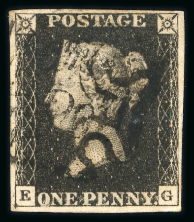 Stamp of Great Britain » Penny Post Postmarks Used As Cancellations 1840 1d black pl.3 OE with four margins and red MC with partial "(Poul)ton / (Penny) Post" cancel