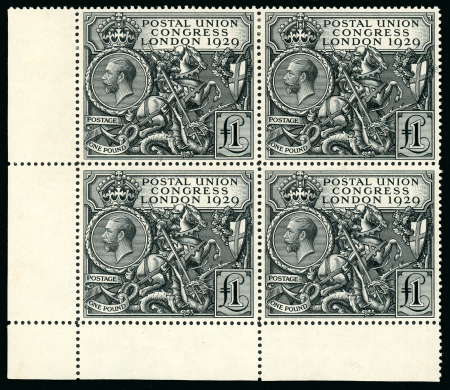 Stamp of Great Britain » King George V » 1924-36 Issues 1929 PUC £1 black mint block of four from the lower