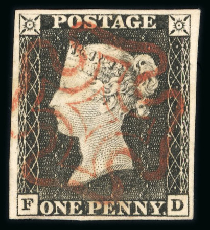 Stamp of Great Britain » 1840 1d Black and 1d Red plates 1a to 11 1840 1d black collection comprising the check letter FD, with each 1d black plate from 1a to 10 and 1d red to pl.11